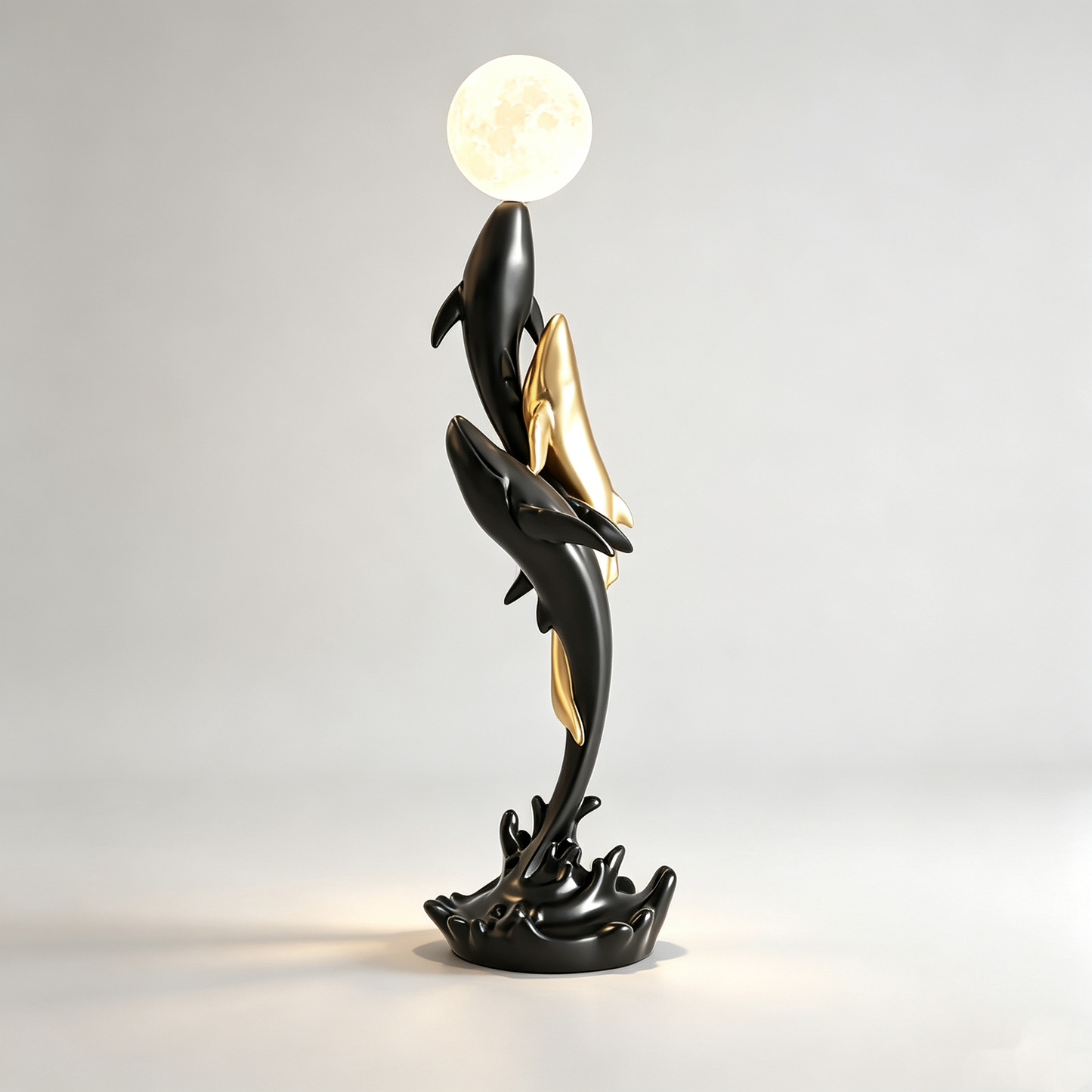 Whales & Moon Art Sculpture Floor Lamp