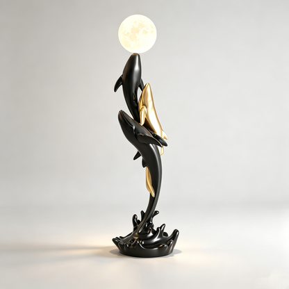 Whales & Moon Art Sculpture Floor Lamp