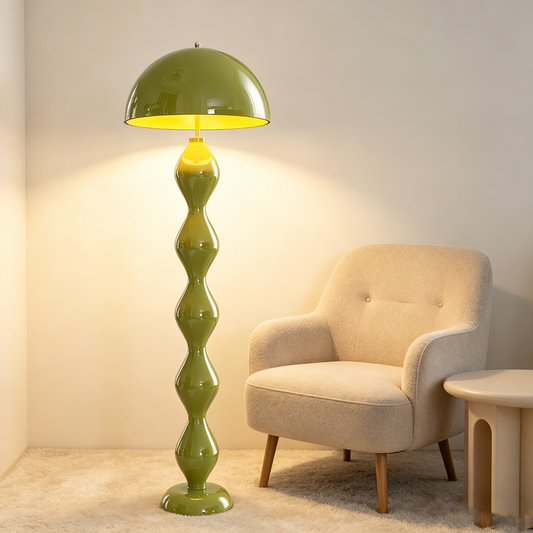 Retro Mushroom Dome Wavy Pole Floor Lamp