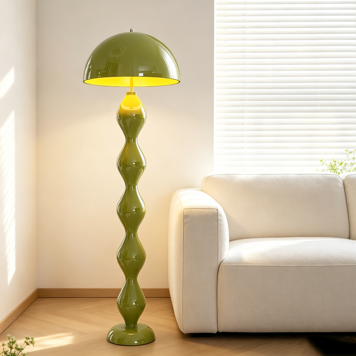 Retro Mushroom Dome Wavy Pole Floor Lamp