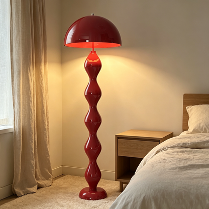 Retro Mushroom Dome Wavy Pole Floor Lamp