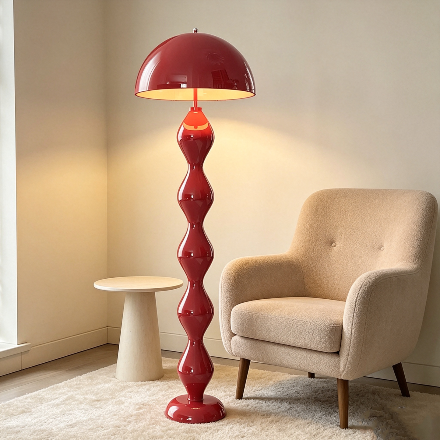 Retro Mushroom Dome Wavy Pole Floor Lamp
