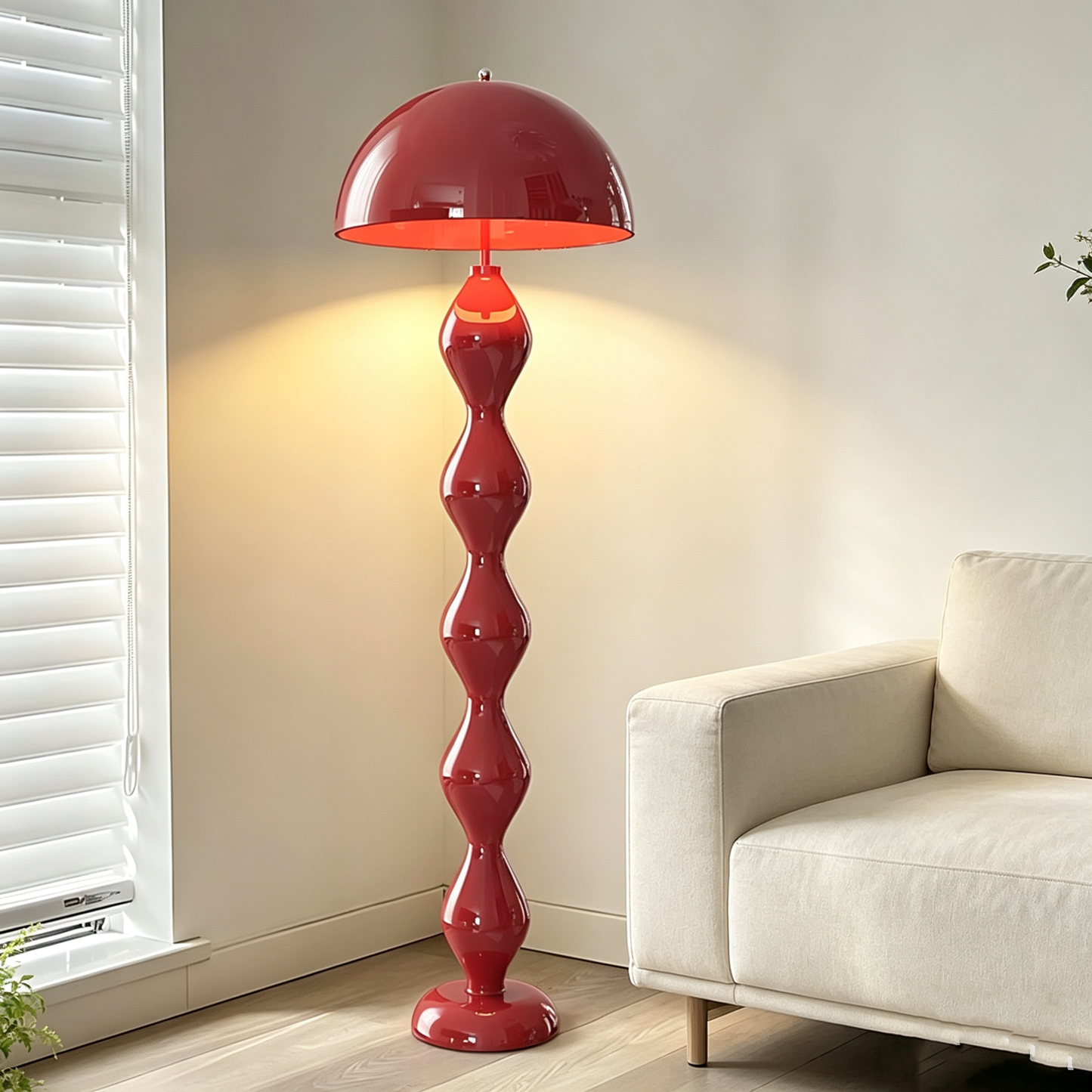 Retro Mushroom Dome Wavy Pole Floor Lamp